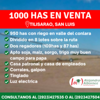 1000 Has En Venta, Tirisarao, San Luis