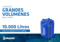 Tanque Plástico Rotopam 10.000 Litros de Polietileno Boca Lateral Nuevo