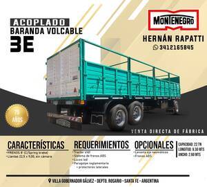 Acoplado Baranda Volcable 3 Ejes Montenegro
