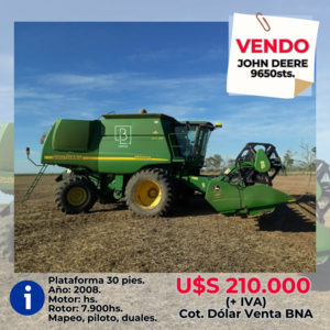 Cosechadora John Deere 9650 Sts.