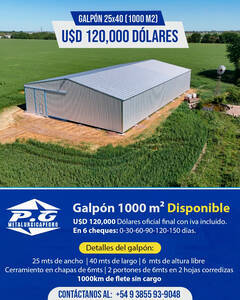 Galpón 25X40 Mt. 1000M2