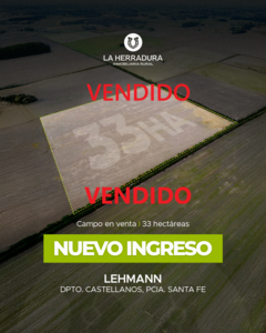 Lehmann 33 Has Agrícolas. Campo En Venta.