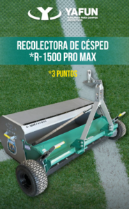 Recolectora de césped R-1500 Pro lanza 3 puntos/arrastre