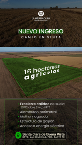 Santa Clara de Buena Vista 16 Has Agrícolas. Campo en Venta.