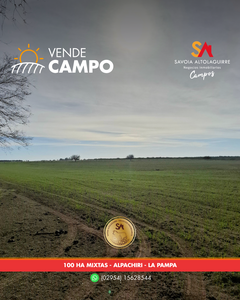 VENDE: CAMPO GANADERO/AGRÍCOLA de 100 hectáreas. Ubicado al sureste de Alpachiri