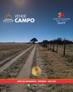VENDE: CAMPO ganadero de 6000 hectáreas en Arizona, San Luis.