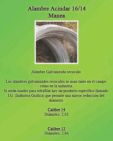 ALAMBRE GALVANIZADO Nº 14